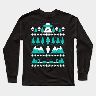 ufo ugly christmas Long Sleeve T-Shirt